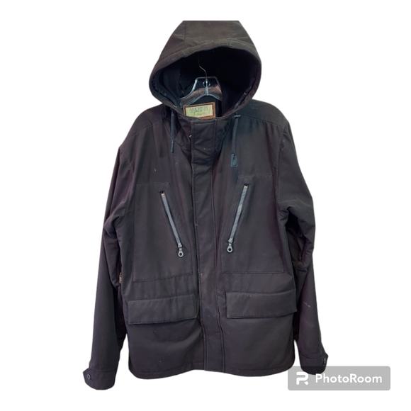 BURTON Mens Black Hooded,HEAVY, Full Zip, Fleece Lined, Warm, Jacket L - Picture 1 of 15